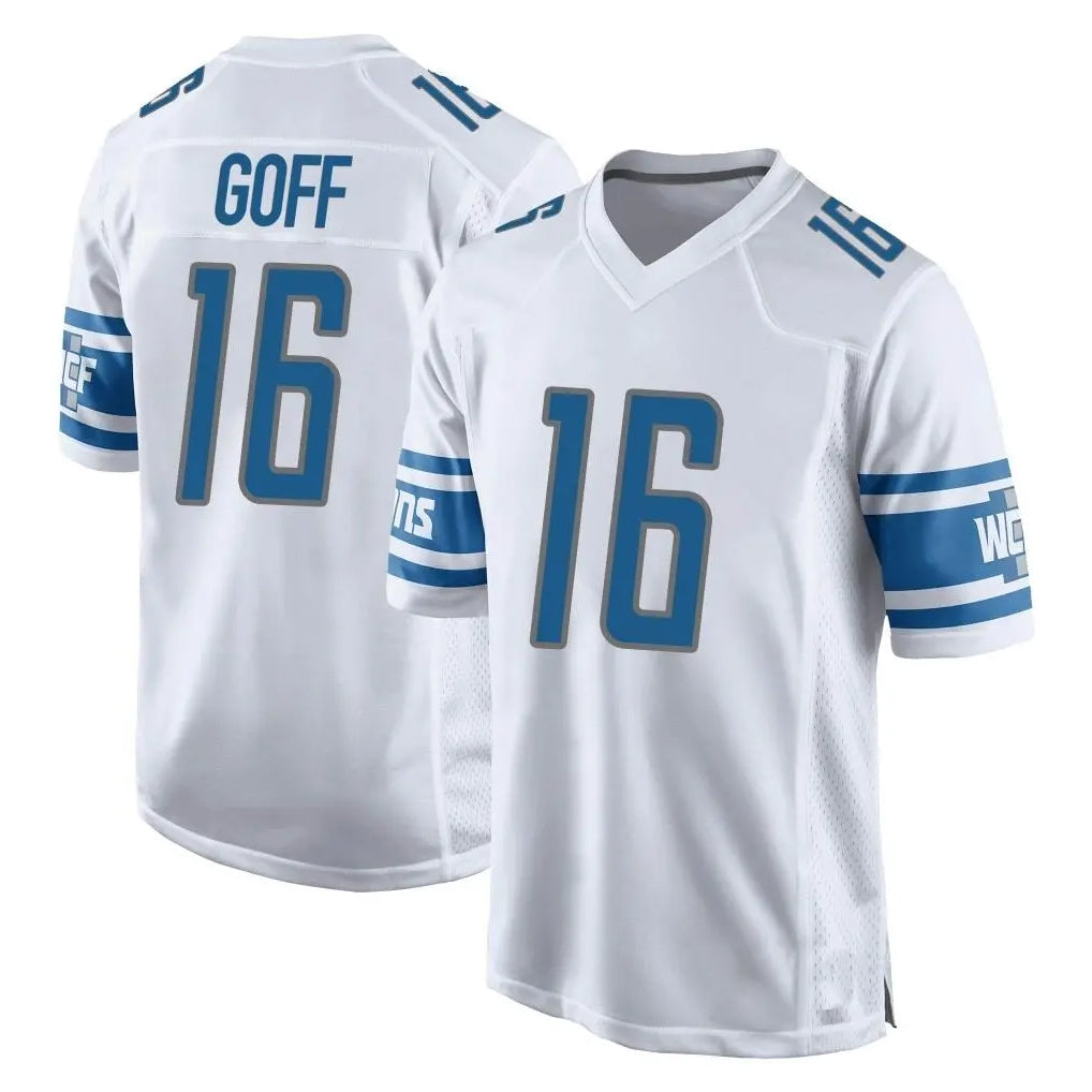 STECN D.Lions #16 Jared Goff Player White Home Game Stitched Jerseys