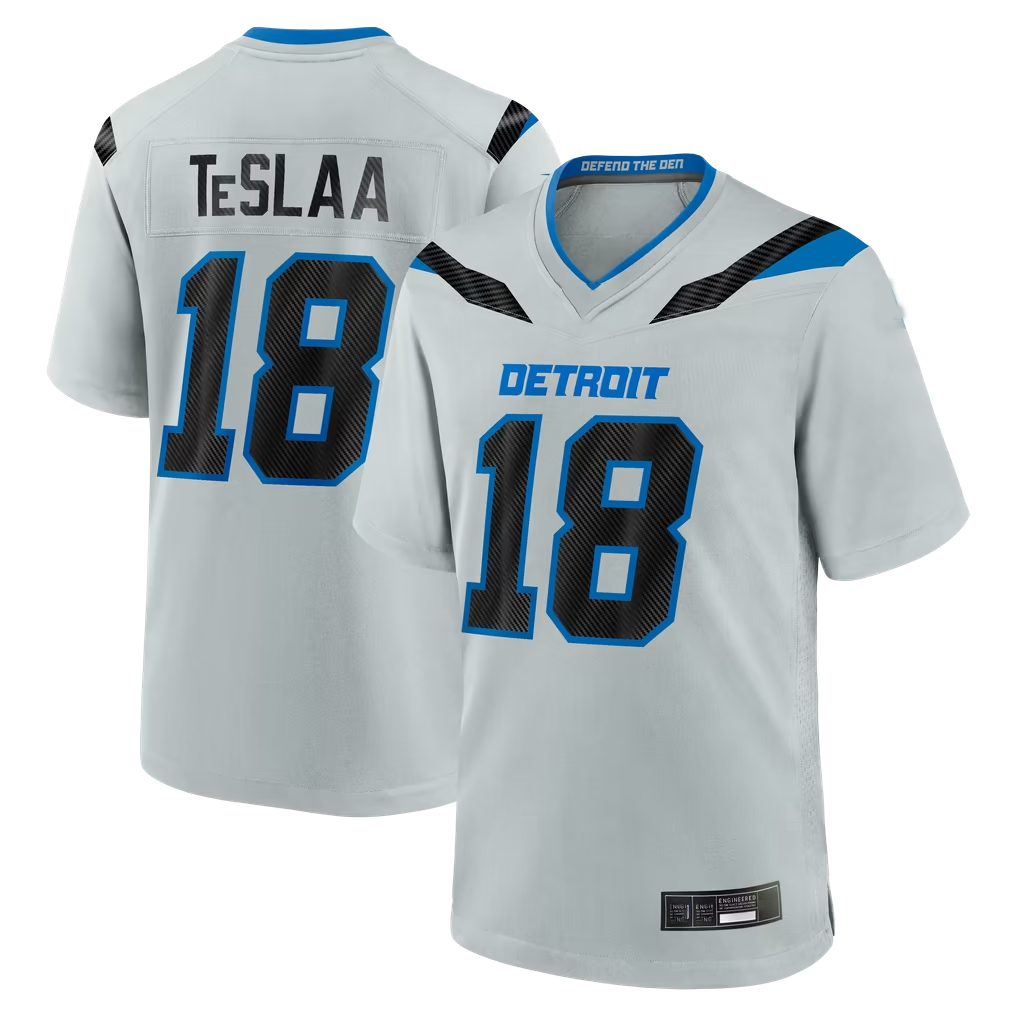 STECN D.Lions #18 Isaac TeSlaa Detroit Silver 2026 Rivalries Collection Game Stitched Jerseys