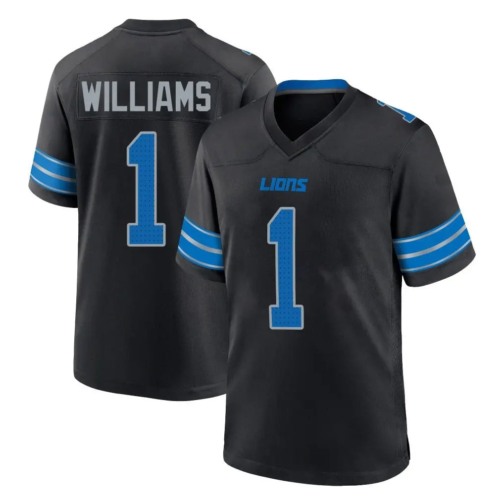 STECN D.Lions #1 Jameson Williams Player Black Alternate Home Game Stitched Jerseys