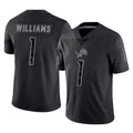 STECN D.Lions #1 Jameson Williams Player Black Reflective Limited Home Game Stitched Jerseys