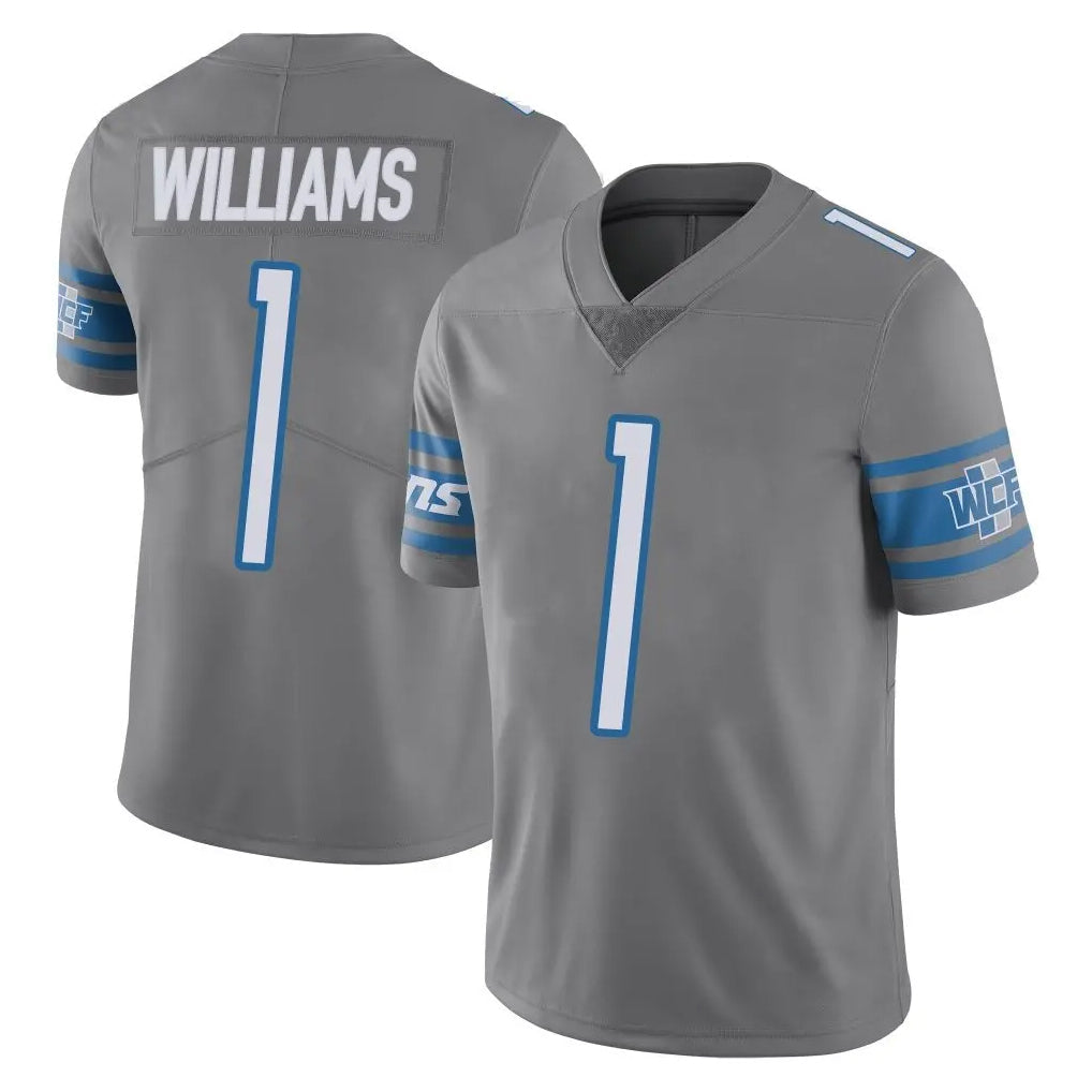 STECN D.Lions #1 Jameson Williams Player Gray Vapor Untouchable Limited Home Game Stitched Jerseys