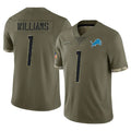 STECN D.Lions #1 Jameson Williams Player Olive Salute To Service Limited Stitched Jerseys