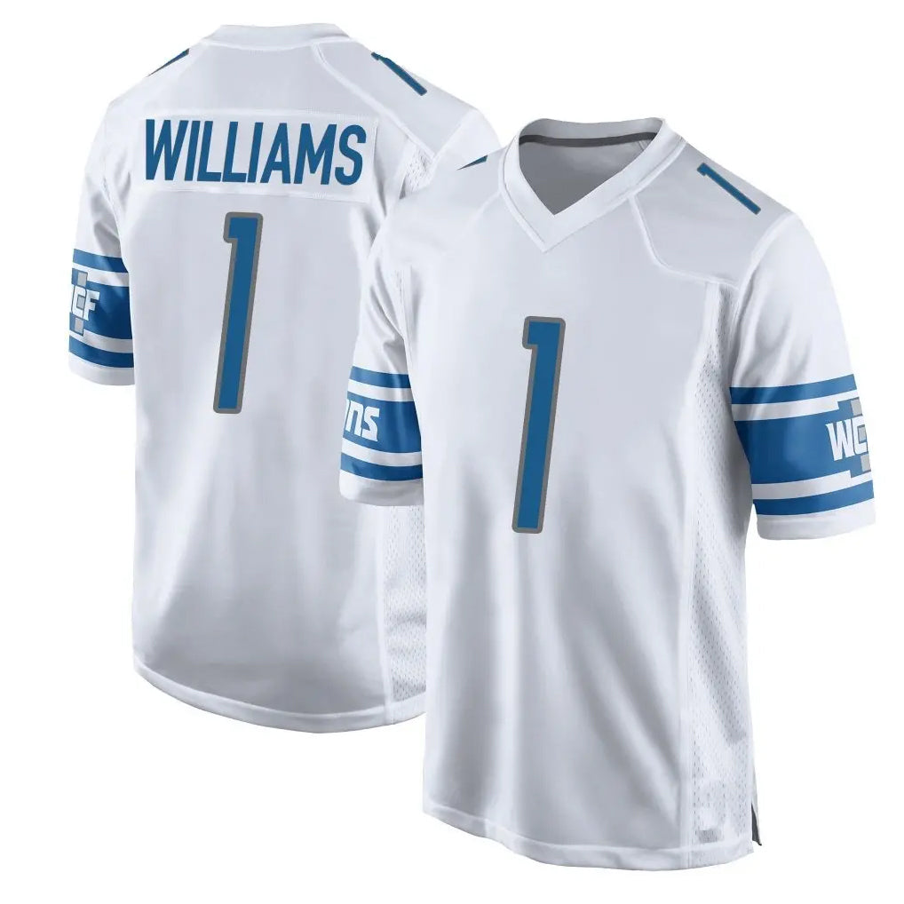 STECN D.Lions #1 Jameson Williams Player White Home Game Stitched Jerseys