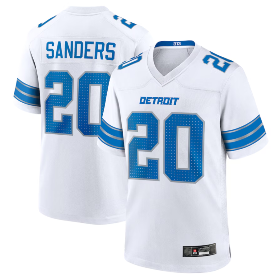 STECN D.Lions #20 Barry Sanders Player White Game Stitched Jerseys