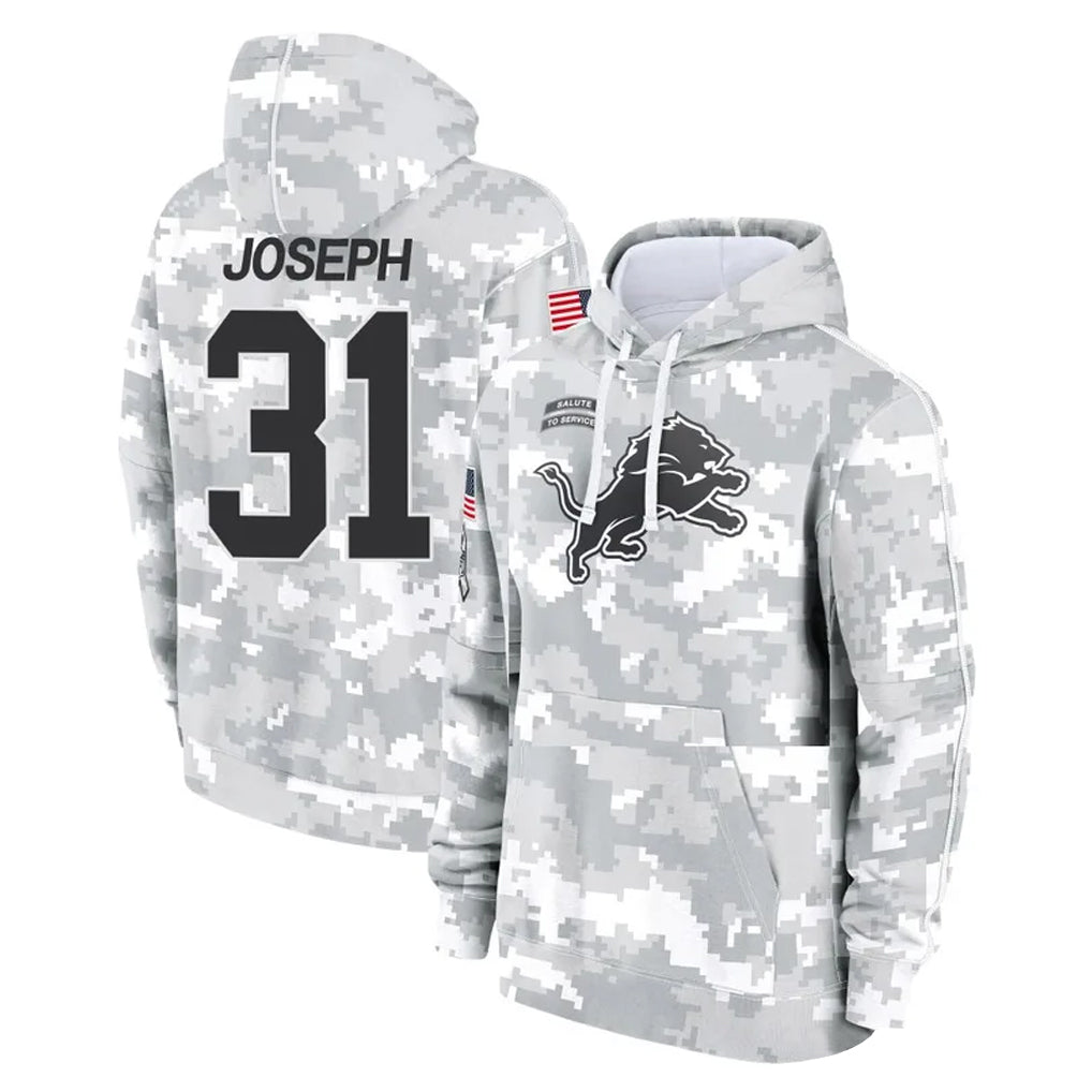 STECN D.Lions #31 Kerby Joseph Player Arctic Camo Salute to Service Hoodies Limited Game Stitched Jerseys