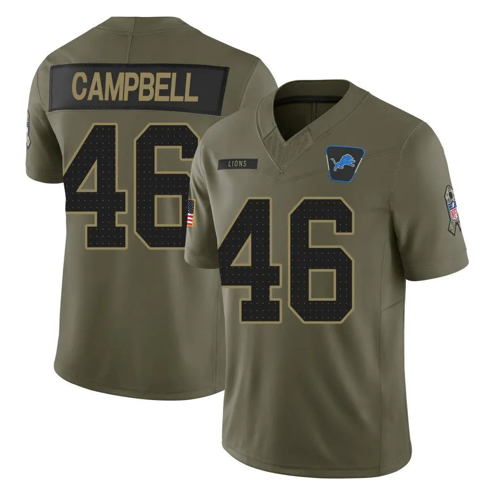 STECN D.Lions #46 Jack Campbell Player Olive 2025 Salute To Service Limited Home Game Stitched Jerseys