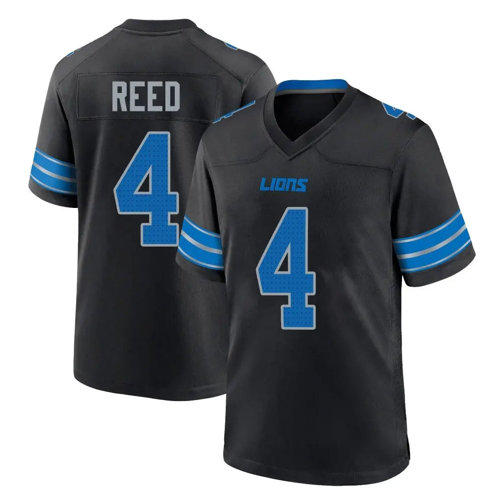 STECN D.Lions #4 D.J. Reed Player Black Alternate Home Game Stitched Jerseys