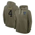 STECN D.Lions #4 D.J. Reed Player Olive Salute to Service Pullover Hoodies Limited Stitched Jerseys