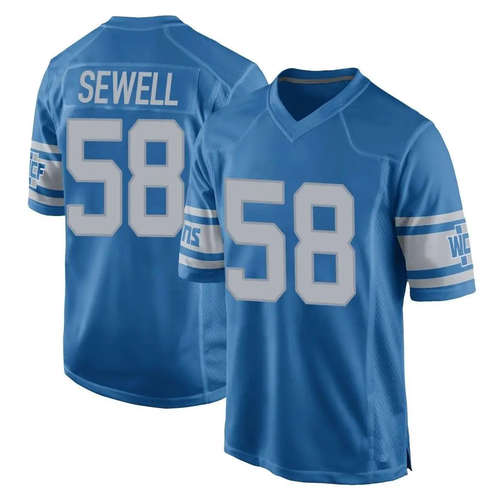 STECN D.Lions #58 Penei Sewell Player Blue Vapor Untouchable Throwback Game Stitched Jerseys