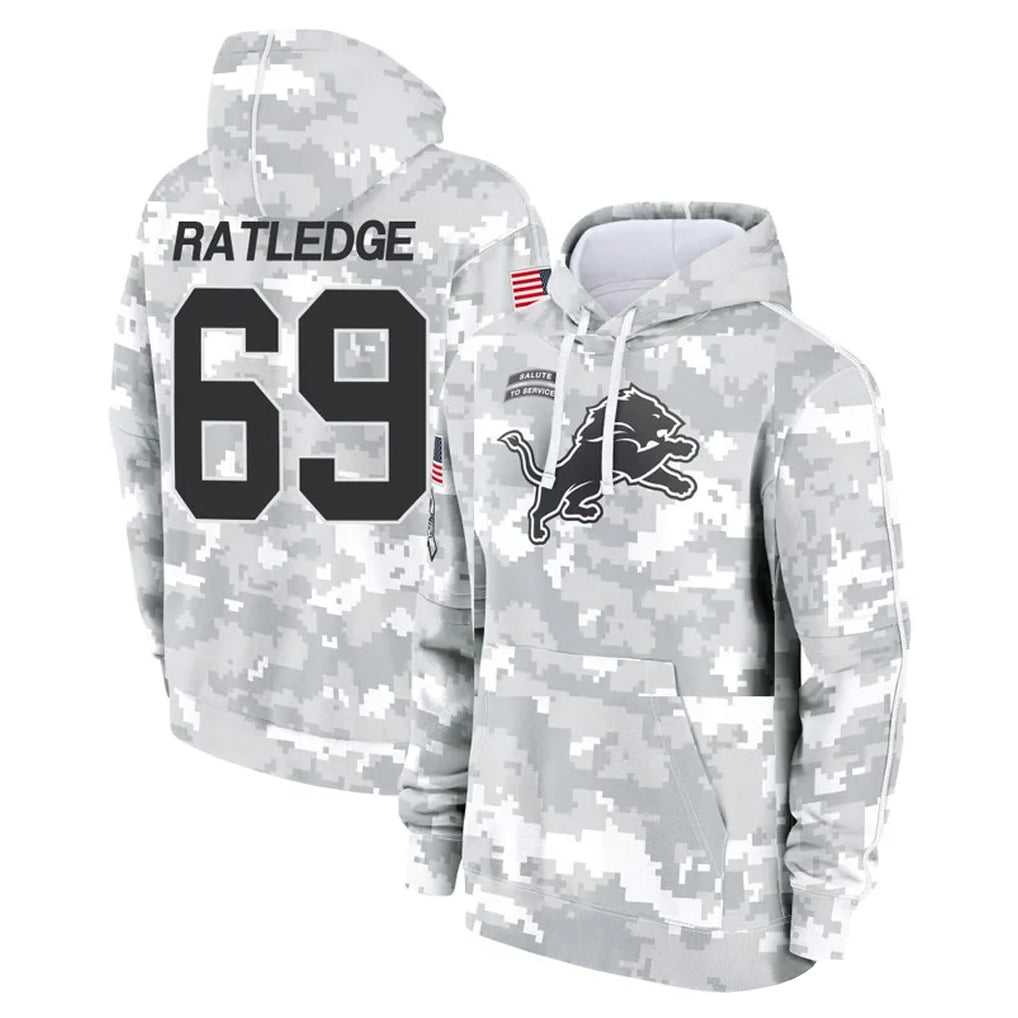 STECN D.Lions #69 Tate Ratledge Player Arctic Camo Salute to Service Hoodies Limited Game Stitched Jerseys