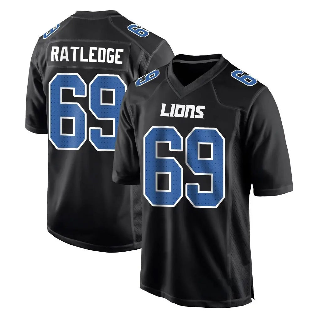 STECN D.Lions #69 Tate Ratledge Player Black Fashion Home Game Stitched Jerseys