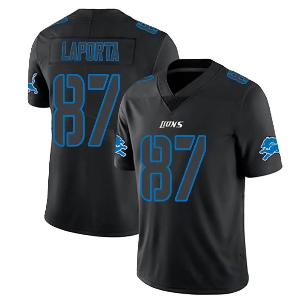 STECN D.Lions #87 Sam LaPorta Player Black Impact Limited Home Game Stitched Jerseys