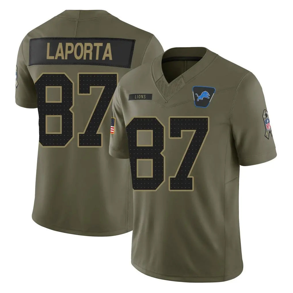 STECN D.Lions #87 Sam LaPorta Player Olive 2025 Salute To Service Limited Home Game Stitched Jerseys