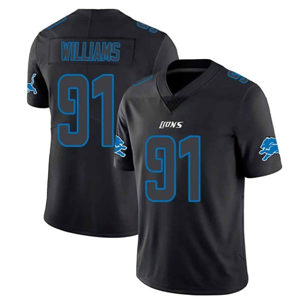 STECN D.Lions #91 Tyleik Williams Player Black Impact Limited Home Game Stitched Jerseys