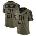 STECN D.Lions #91 Tyleik Williams Player Olive Salute To Service Limited Game Stitched Jerseys