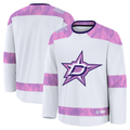 STECN D.Stars White 2024 Hockey Fights Cancer Practice Jerseys