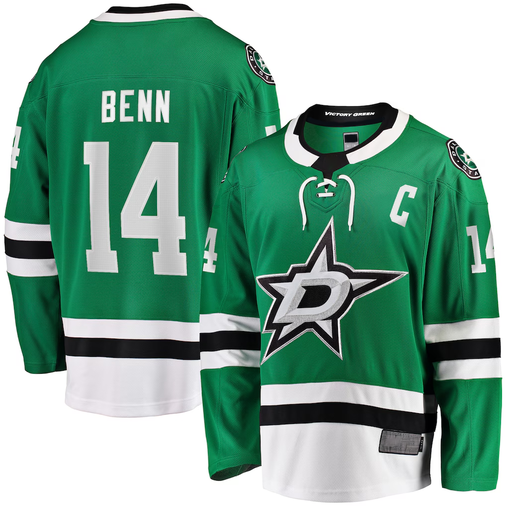 STECN D.Stars #14 Jamie Benn Kelly Green Home Premium Jerseys