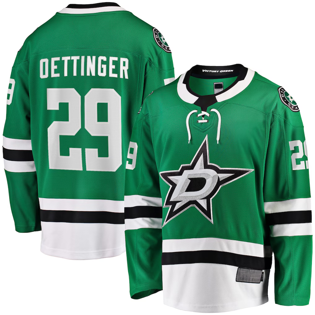 STECN D.Stars #29 Jake Oettinger Kelly Green Home Breakaway Player Jerseys