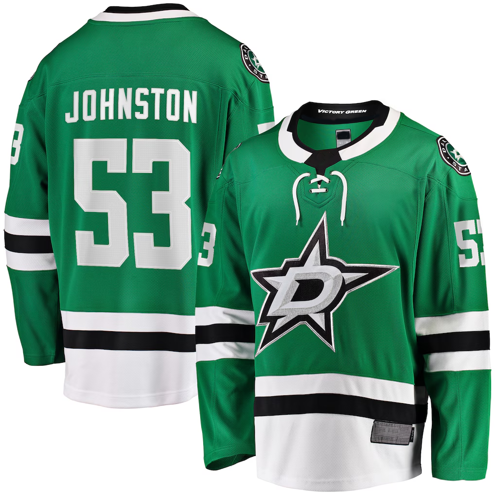 STECN D.Stars #53 Wyatt Johnston Kelly Green Home Breakaway Player Jerseys