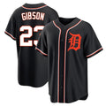 STECN D.Tigers #23 Kirk Gibson Player Black Fashion Out Home Game Stitched Jerseys