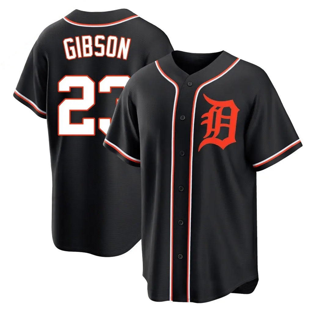 STECN D.Tigers #23 Kirk Gibson Player Black Fashion Out Home Game Stitched Jerseys