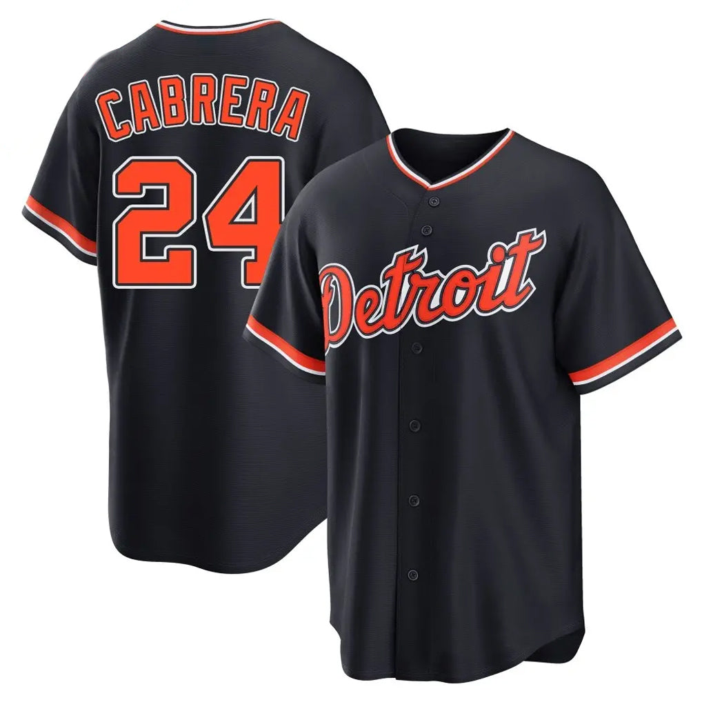 STECN D.Tigers #24 Miguel Cabrera Player Navy Home Game Stitched Jerseys