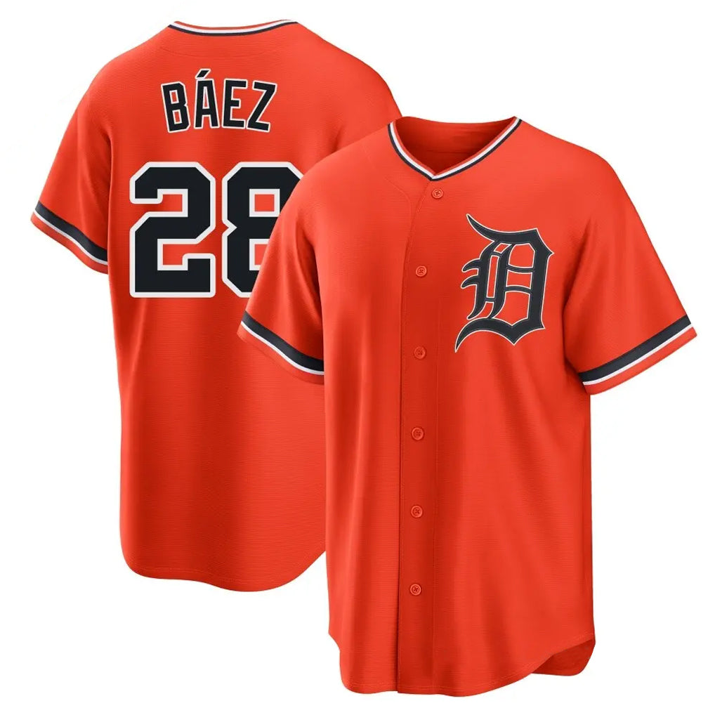 STECN D.Tigers #28 Javier B¡§¡éez Player Orange Home Game Stitched Jerseys