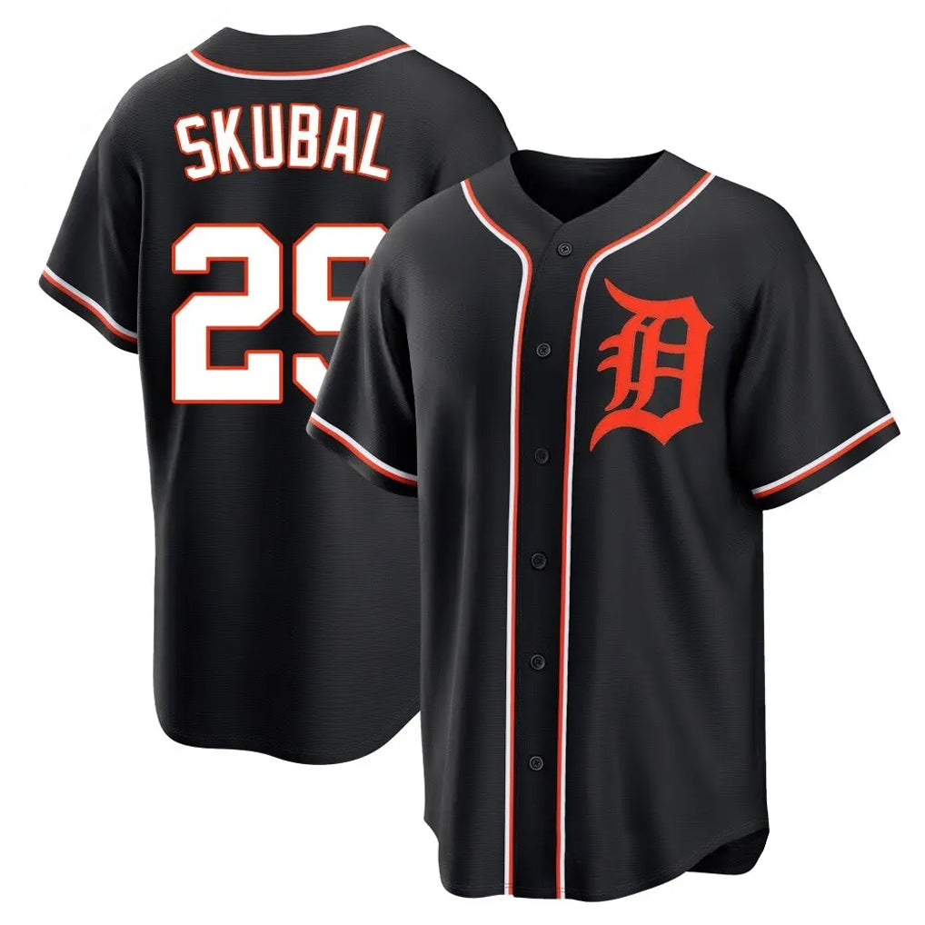 STECN D.Tigers #29 Tarik Skubal Player Black Fashion Out Home Game Stitched Jerseys