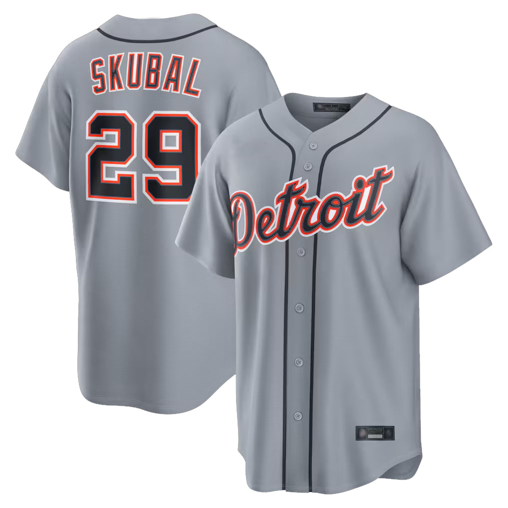 STECN D.Tigers #29 Tarik Skubal Player Gray Home Game Stitched Jerseys