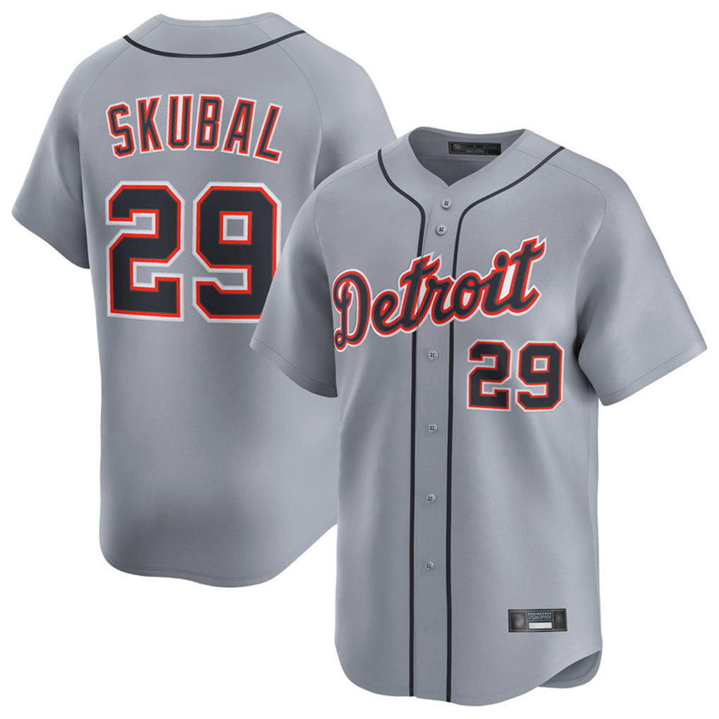 STECN D.Tigers #29 Tarik Skubal Player Gray Home Limited Stitched Jerseys