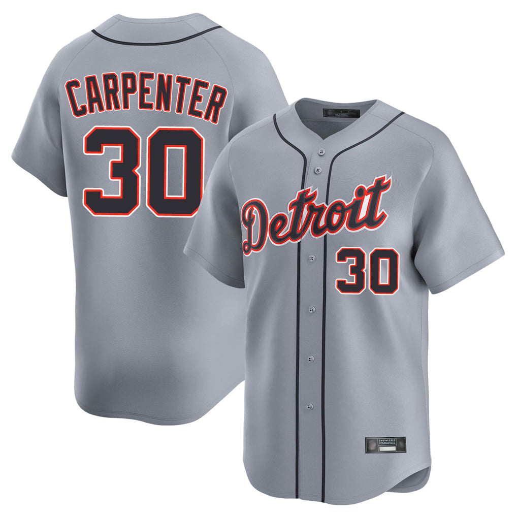 STECN D.Tigers #30 Kerry Carpenter Player Gray Home Limited Stitched Jerseys