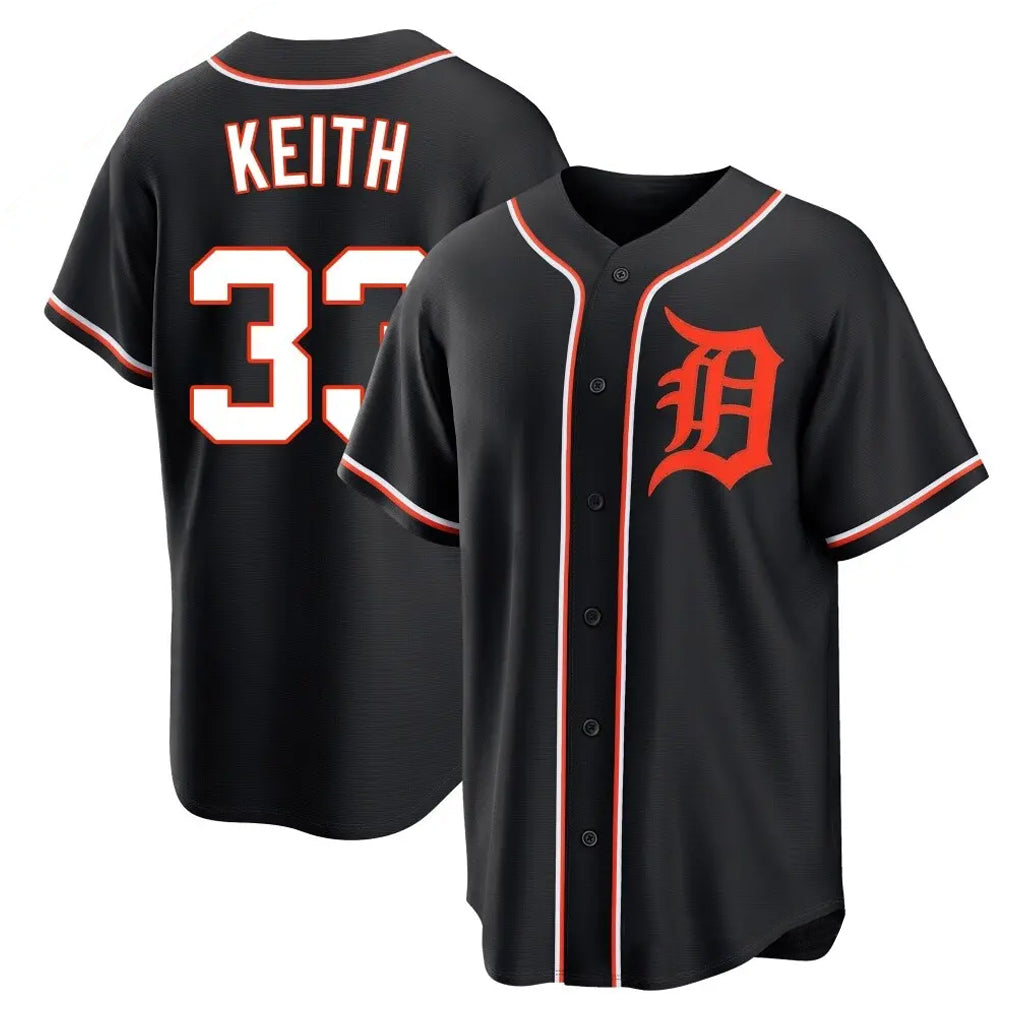 STECN D.Tigers #33 Colt Keith Player Black Fashion Out Home Game Stitched Jerseys