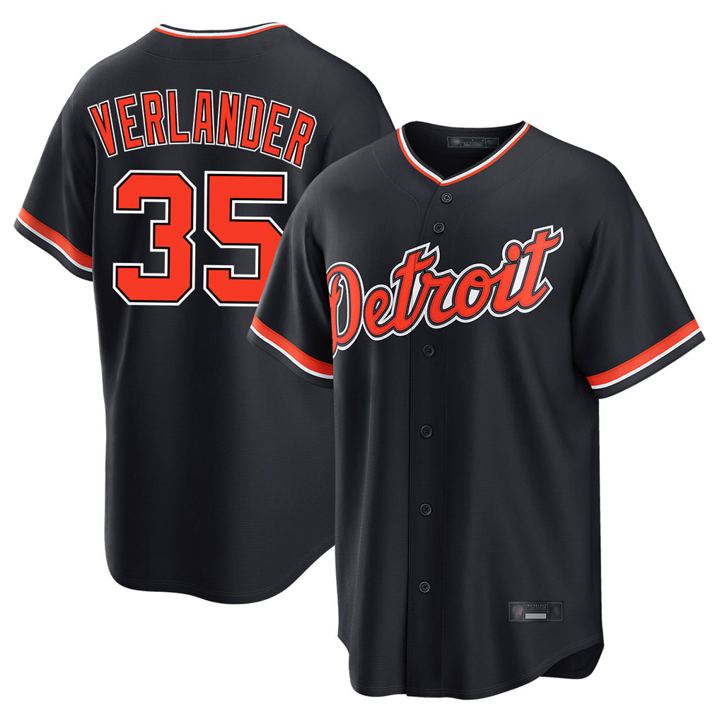 STECN D.Tigers #35 Justin Verlander Player Navy Home Game Stitched Jerseys