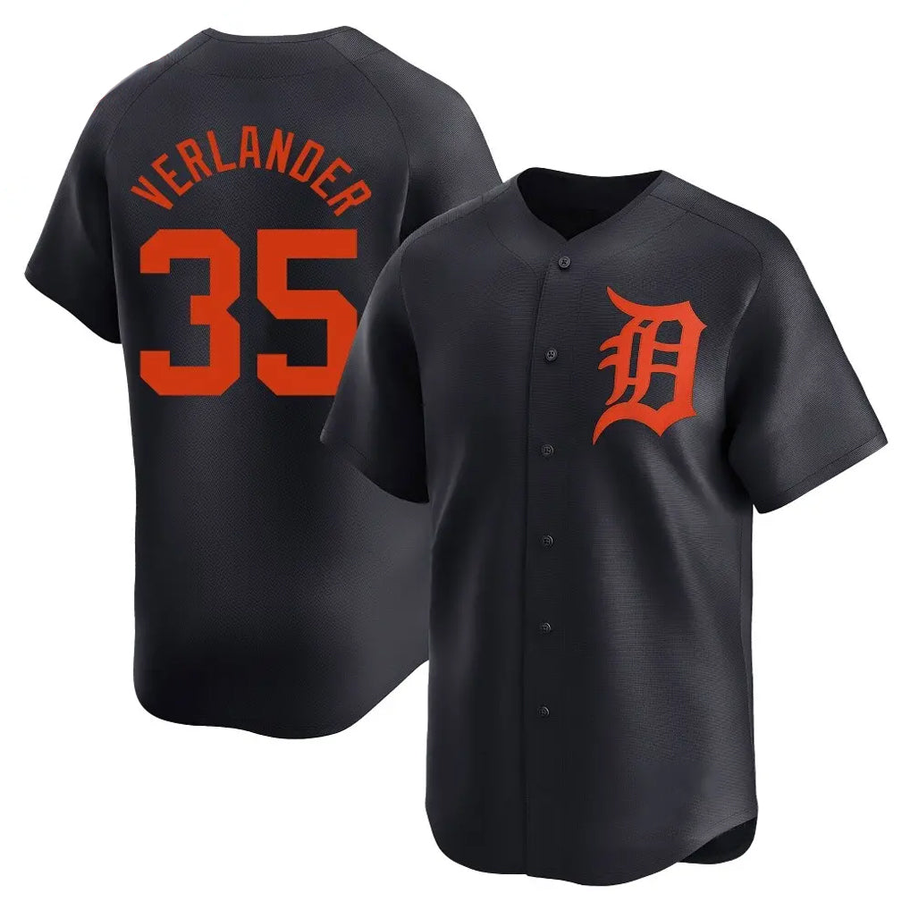 STECN D.Tigers #35 Justin Verlander Player Navy Home Limited Stitched Jerseys