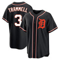 STECN D.Tigers #3 Alan Trammell Player Black Fashion Out Home Game Stitched Jerseys