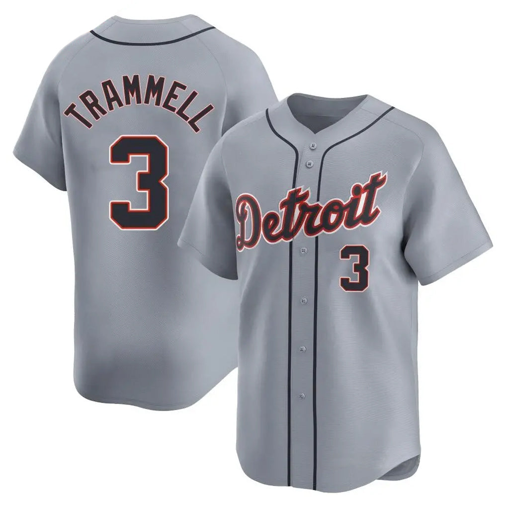 STECN D.Tigers #3 Alan Trammell Player Gray Home Limited Stitched Jerseys