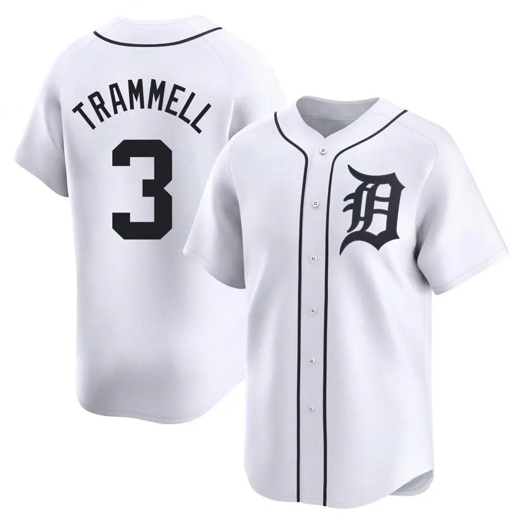 STECN D.Tigers #3 Alan Trammell Player White Home Limited Stitched Jerseys
