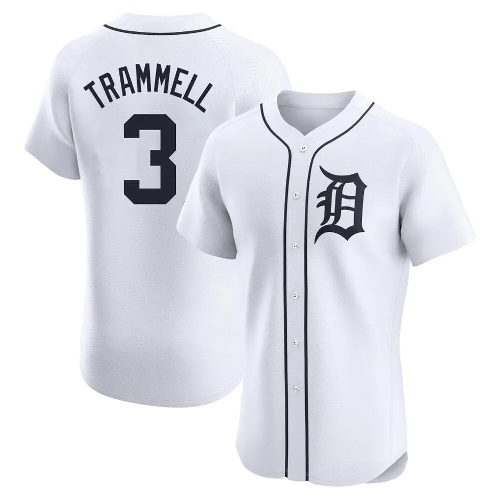STECN D.Tigers #3 Alan Trammell Player White Limited Elite Home Stitched Jerseys