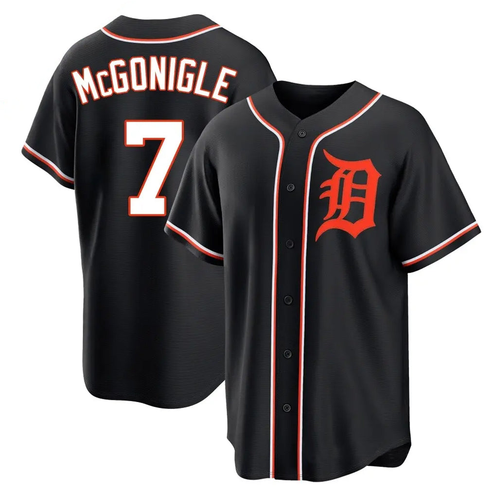 STECN D.Tigers #7 Kevin McGonigle Player Black Fashion Out Home Game Stitched Jerseys