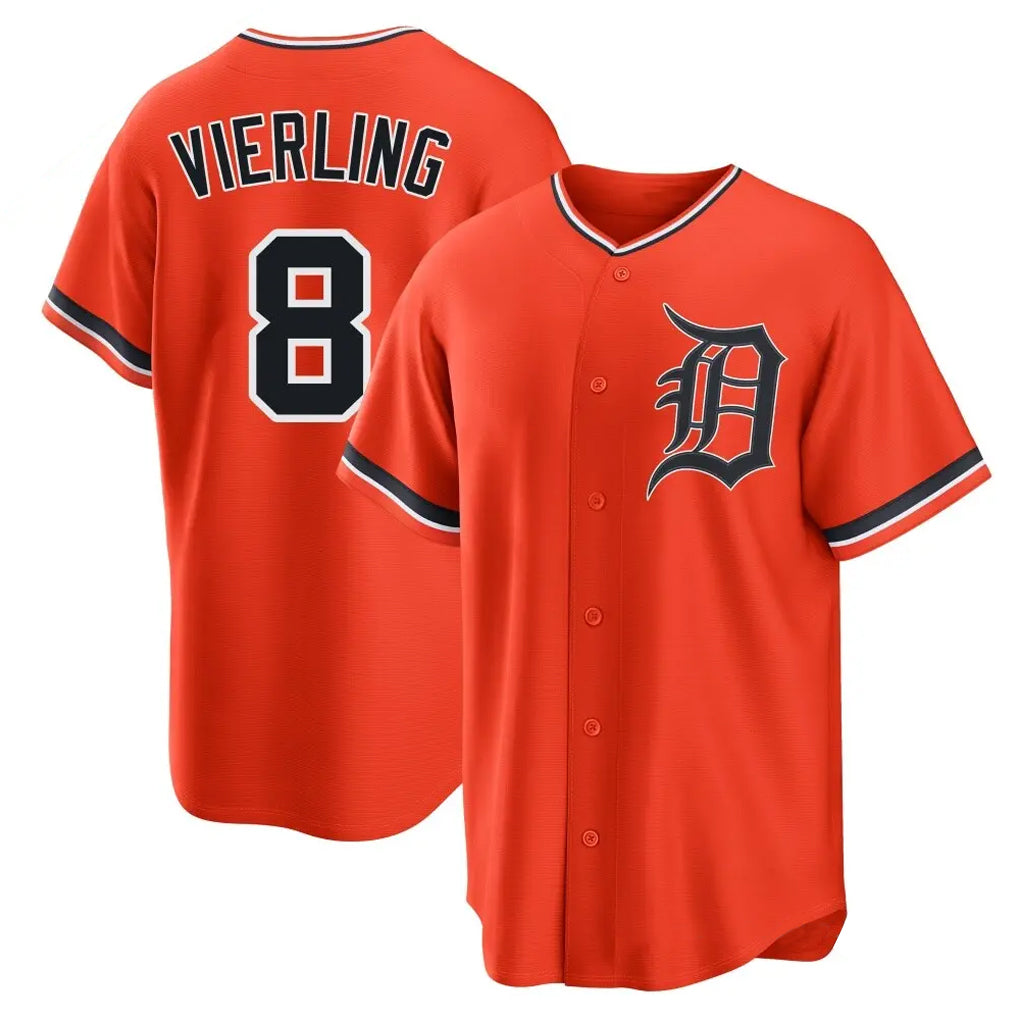 STECN D.Tigers #8 Matt Vierling Player Orange Home Game Stitched Jerseys