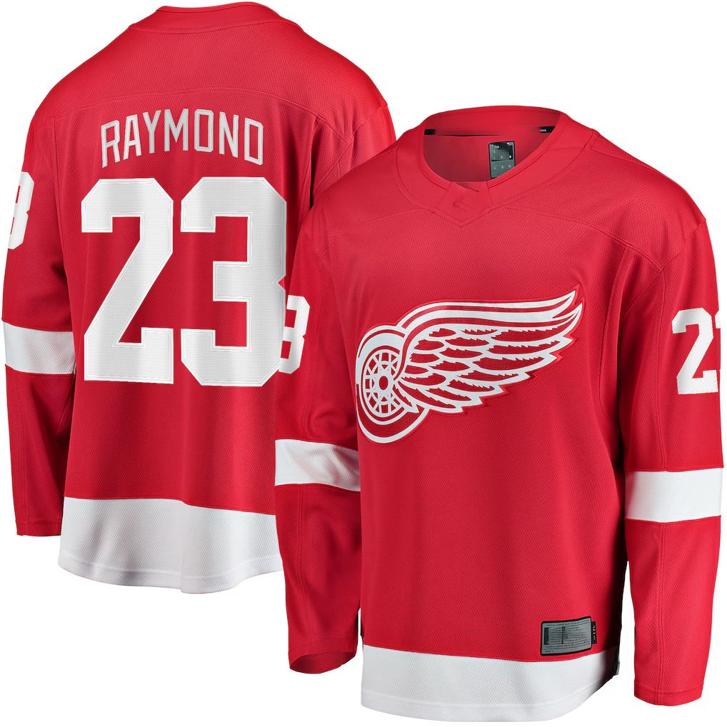 STECN D.Red wings #23 Lucas Raymond Red Home Breakaway Player Jerseys