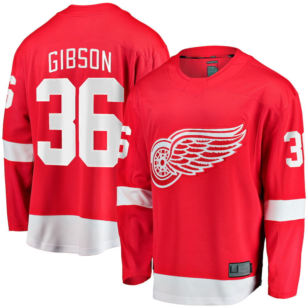 STECN D.Red wings #36 John Gibson Red Home Breakaway Jerseys