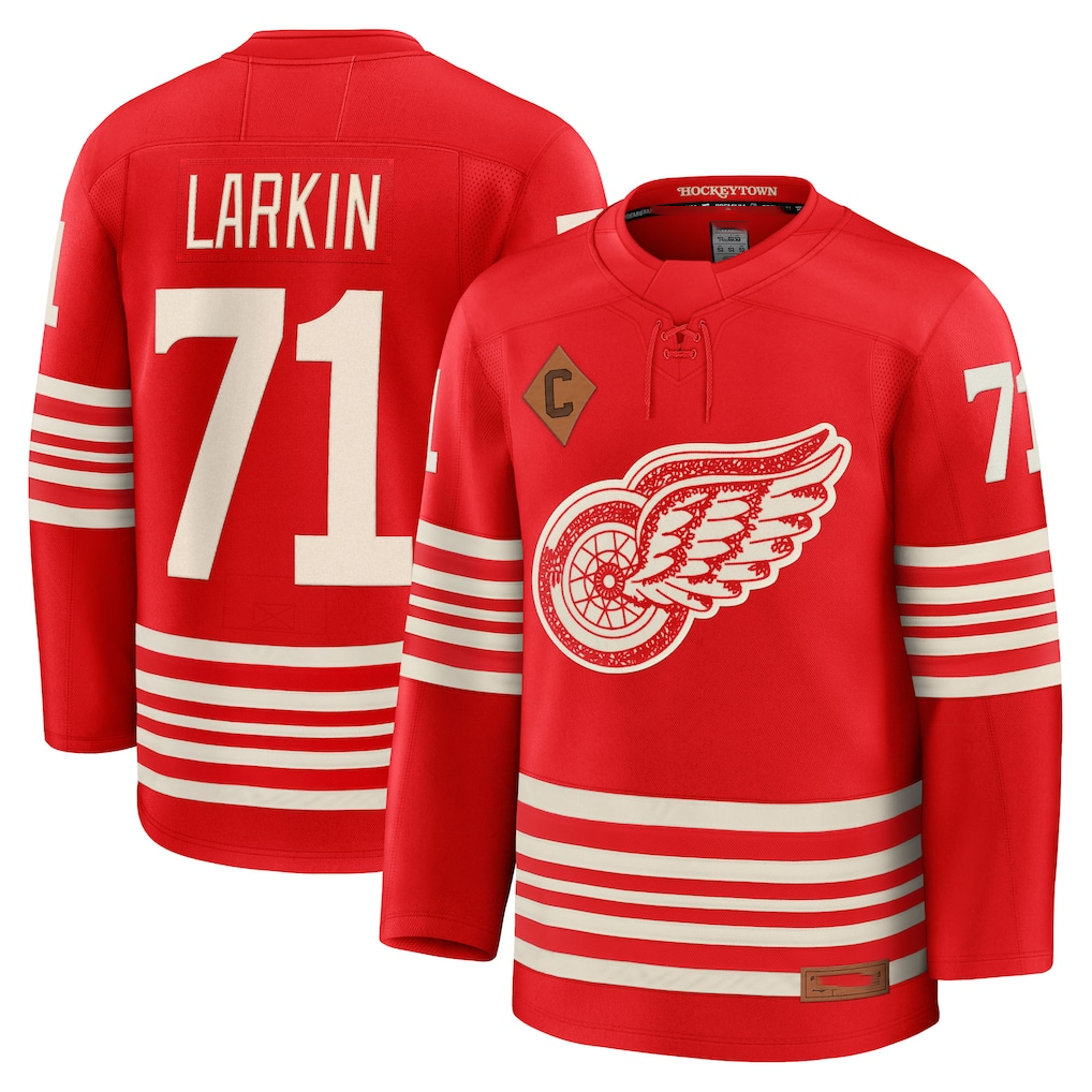 STECN D.Red wings #71 Dylan Larkin Red Centennial Premium Player Jerseys