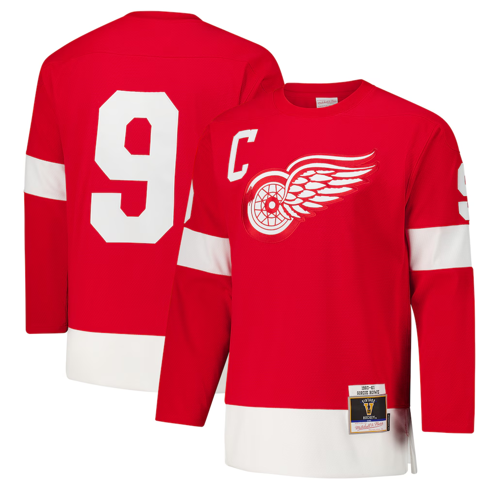 STECN D.Red wings #9 Gordie Howe Red 1960-61 Power Play Jerseys