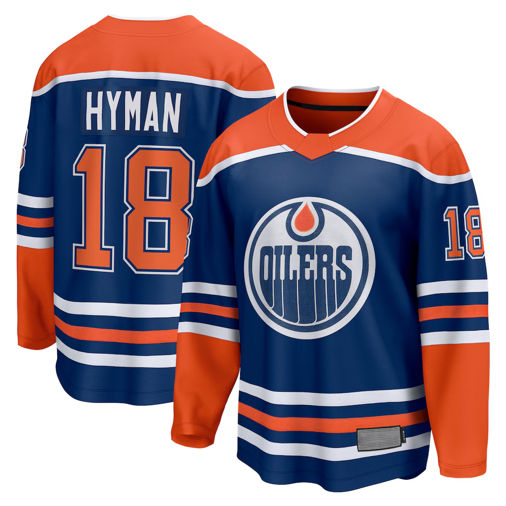 STECN E.Oilers #18 Zach Hyman Royal Home Breakaway Player Jerseys
