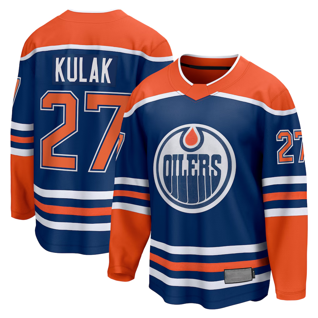 STECN E.Oilers #27 Brett Kulak Royal Home Breakaway Player Jerseys