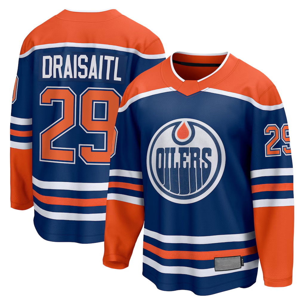 STECN E.Oilers #29 Leon Draisaitl Royal Home Breakaway Jerseys