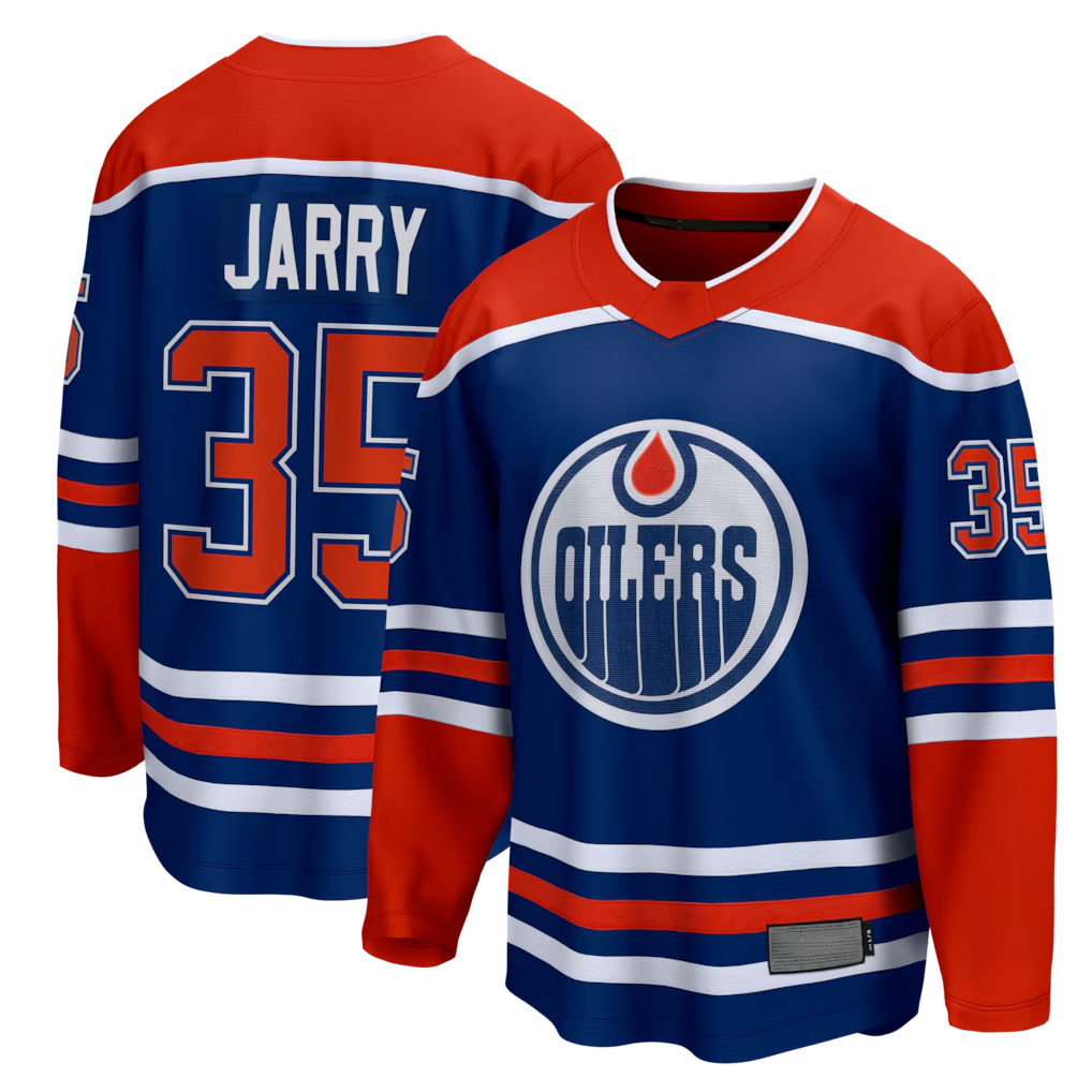 STECN E.Oilers #35 Tristan Jarry Royal Home Premier Breakaway Player Jerseys