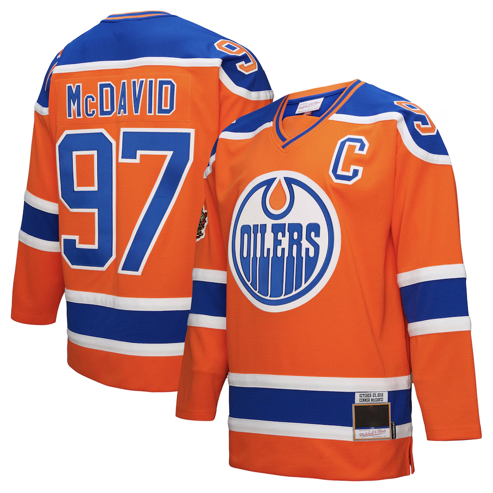 STECN E.Oilers #97 Connor McDavid Mitchell & Ness Orange Power Play Jerseys