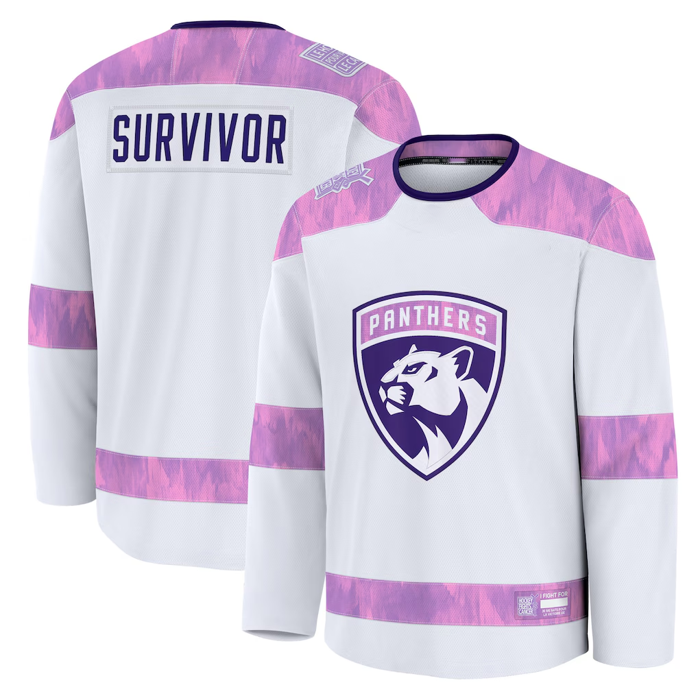 STECN F.Panthers White Hockey Fights Cancer Survivor Practice Jerseys